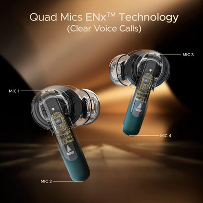 boAt Airdopes 141 Elite ANC (2025), ANC(~35dB), 4Mics ENx Tech