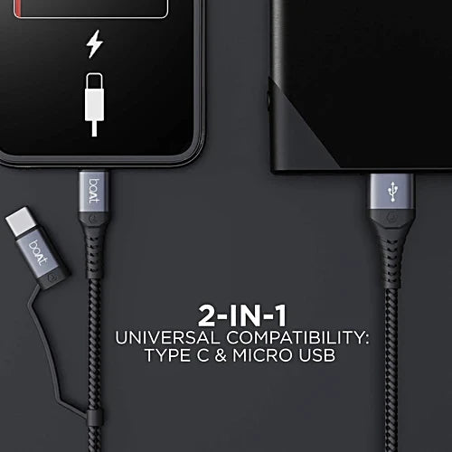 boAt Deuce USB 330 2-in-1 Type-C & Micro USB Cable