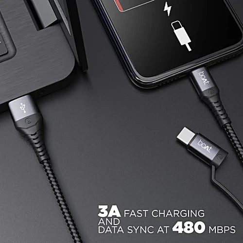 boAt Deuce USB 330 2-in-1 Type-C & Micro USB Cable
