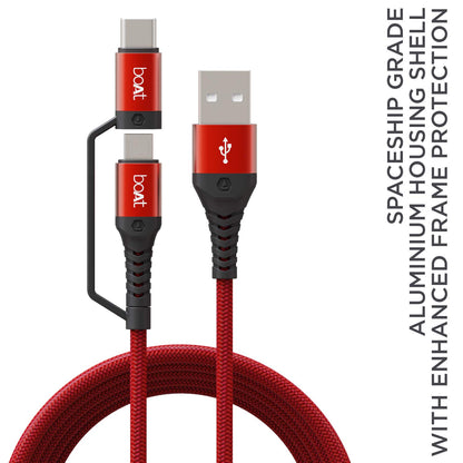 boAt Deuce USB 300 2-In-1 Type-C & Micro USB Cable