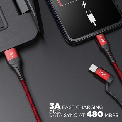 boAt Deuce USB 300 2-In-1 Type-C & Micro USB Cable