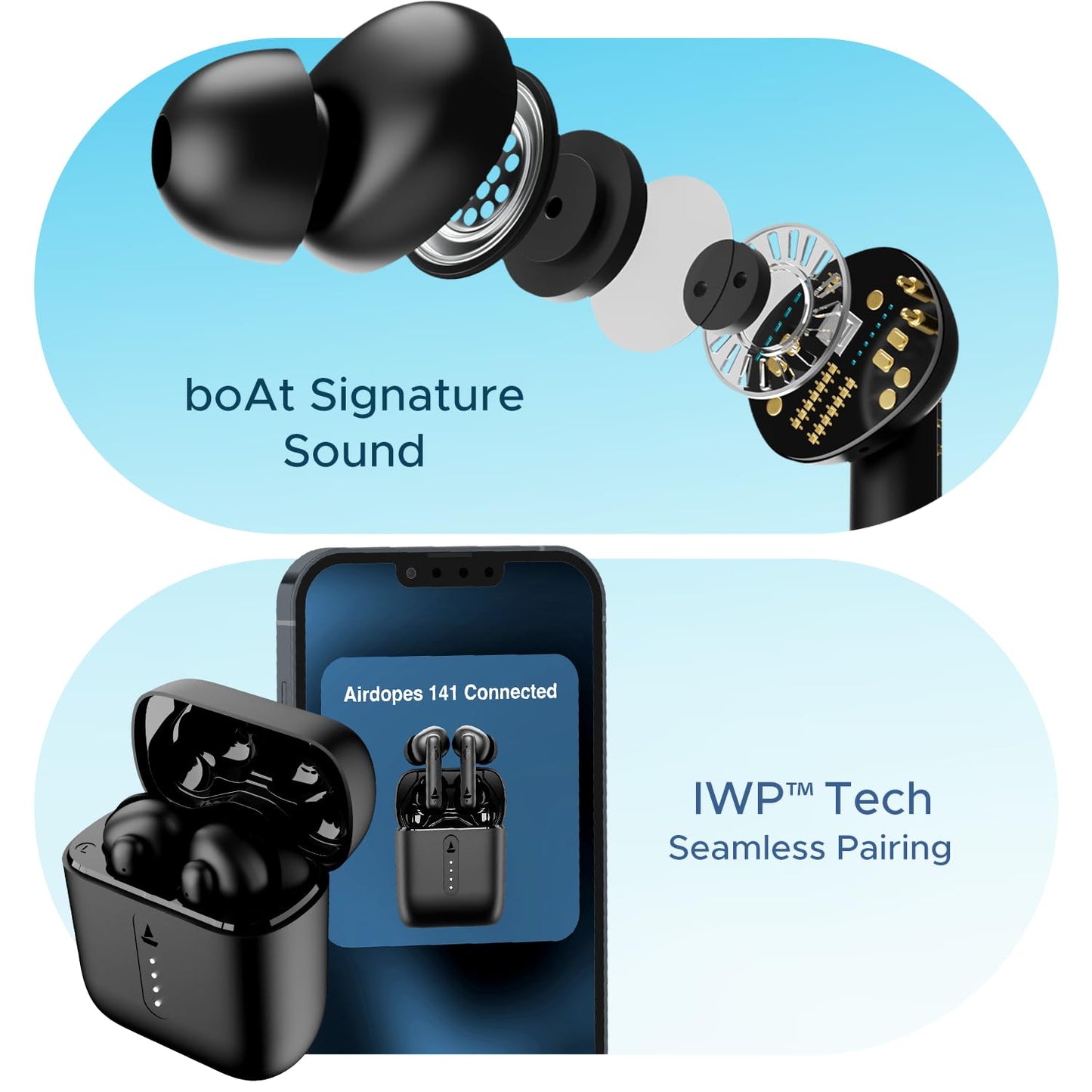 Boat Airdopes 141 Bluetooth TWS-(Bold Black)